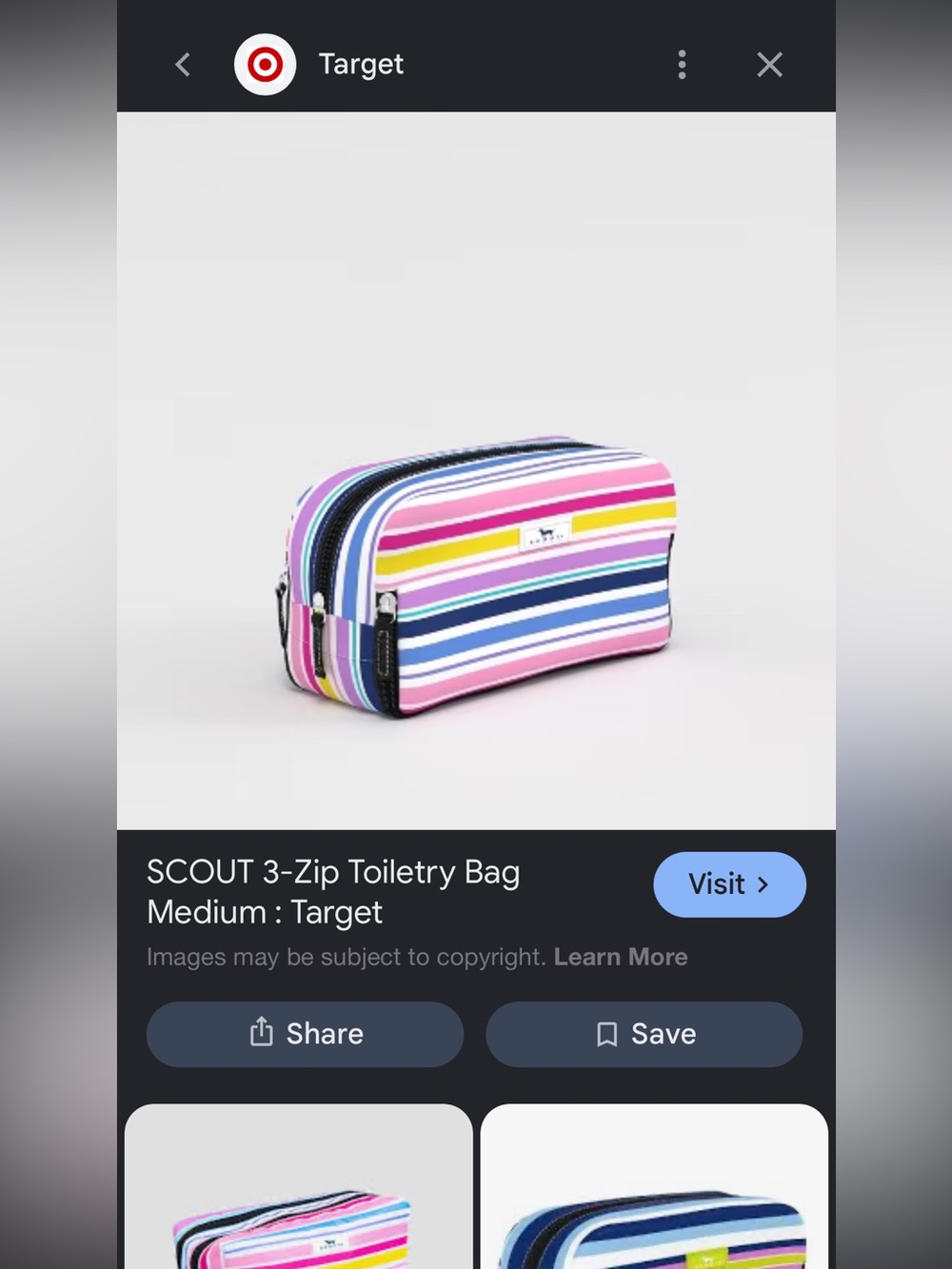 Scout Navy, White & Pink Striped 3 Way Toiletry Bag - Picture 5 of 5